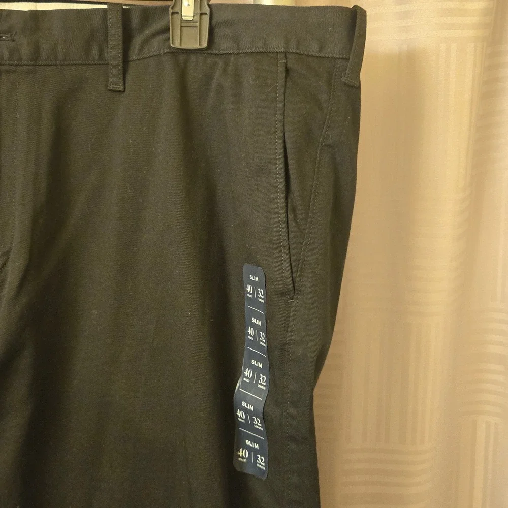 J.Crew Flex Slim Fit Chino Pants Mens 40x32 Black H3167 New With Tags